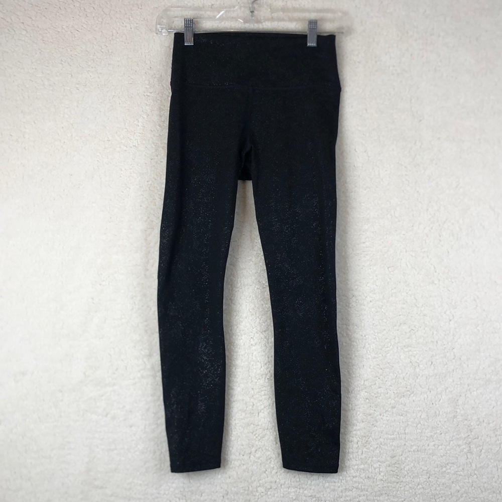 Fabletics Womens Small Powerhold Black and Silver Capri Leggings XXS XXSMALL